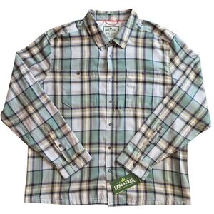 ​NWT Lake & Trail XXL Recycled Polyester Plaid Flannel Shirt UPF 30 Outdoor​